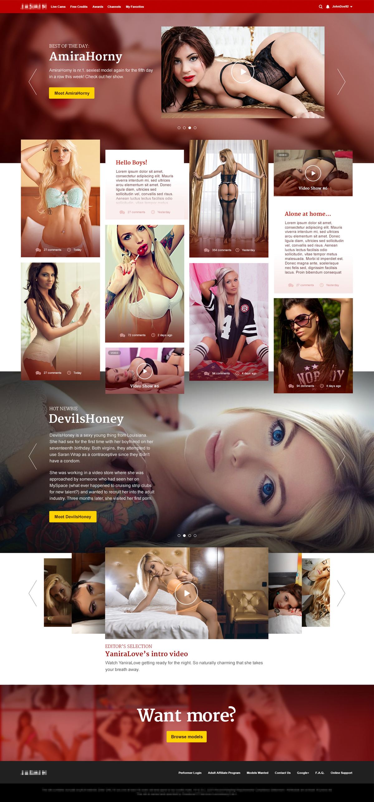 The opening page presenting hand-picked vanilla content to the visitors.