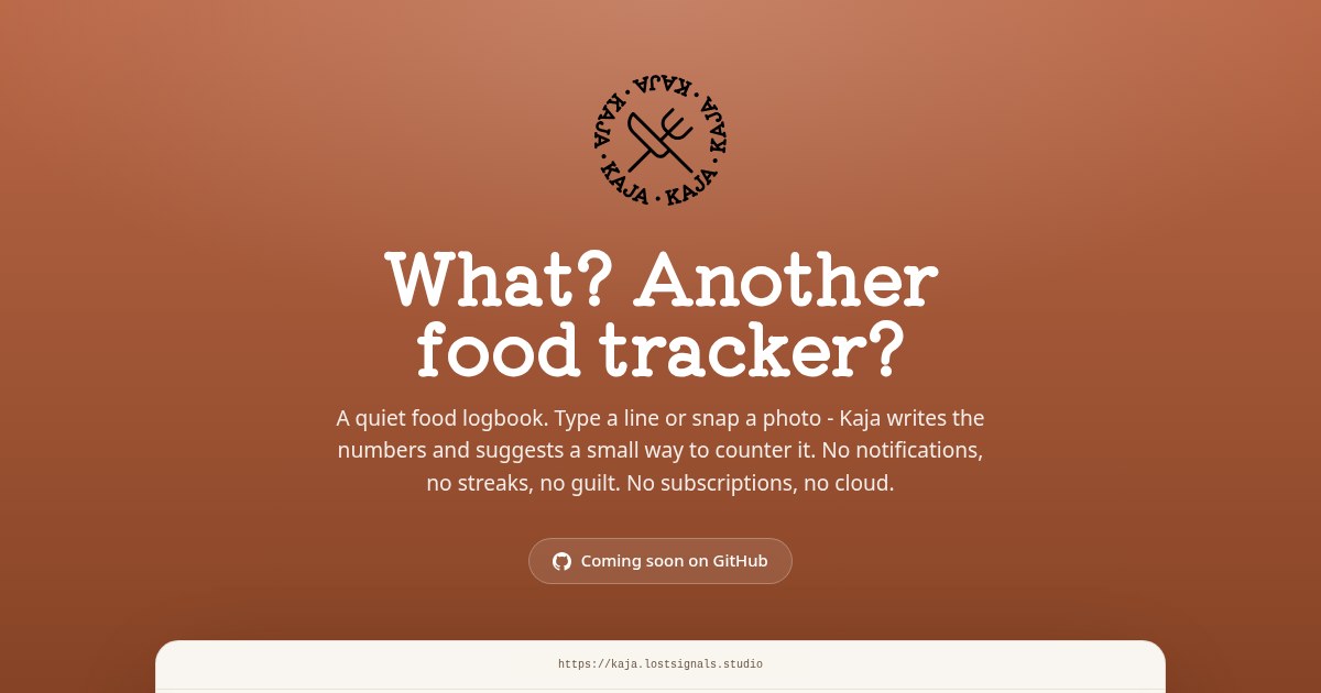 Kaja landing page with the food tracker headline.