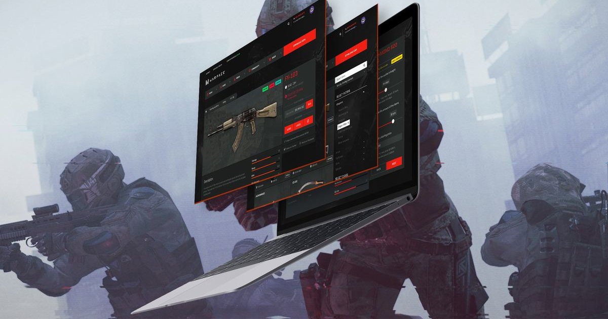 Warface Auction House interface with item listings.